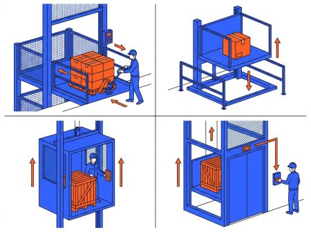 Familles de monte-charge industriel et accès