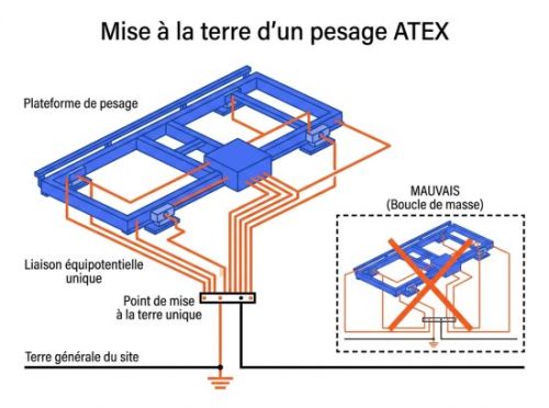 mise à la terre d'un pesage atex