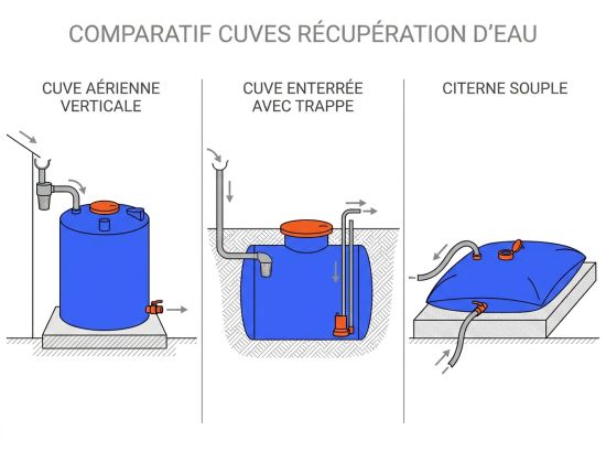 Comparatif cuves récupération d'eau