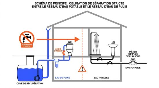 Réseaux séparés récupérateur d'eau