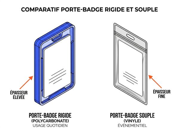 Comparatif porte-badge rigide et souple