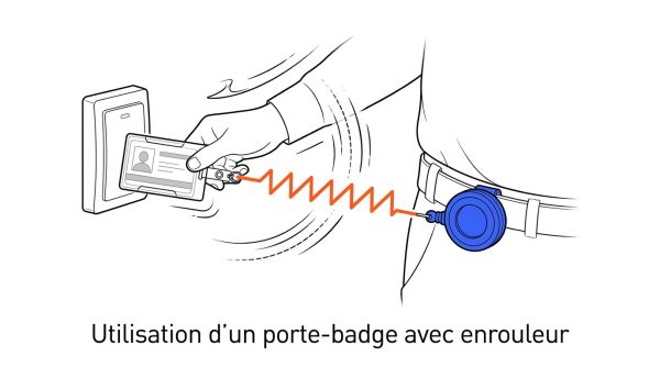 Utilisation d'un porte-badge avec enrouleur