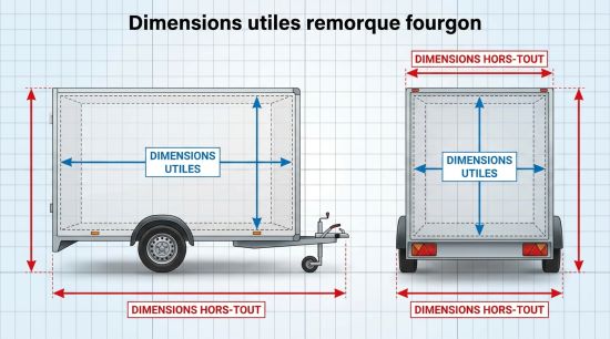 Dimensions utiles remorque fourgon.