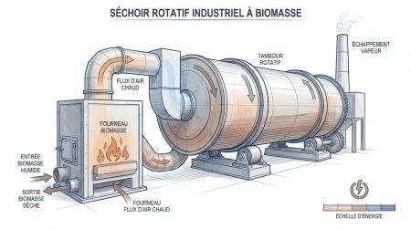 Illustration séchoir rotatif pour granulés