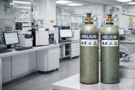Cylindres d'hélium dans un laboratoire moderne