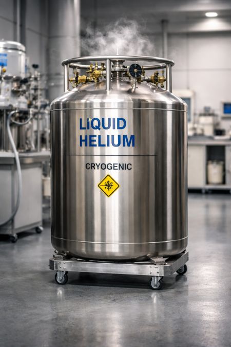 Réservoir cryogénique de liquide hélium