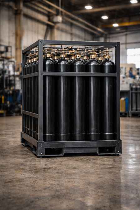 Rack de cylindres de gaz à hélium