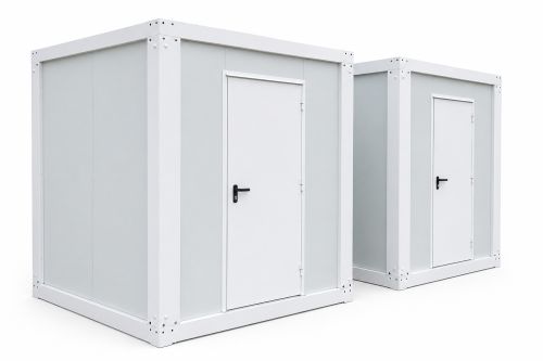 Cabines modulaires sur fond blanc