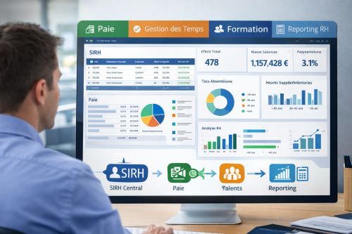 Interface SIRH dans un bureau moderne