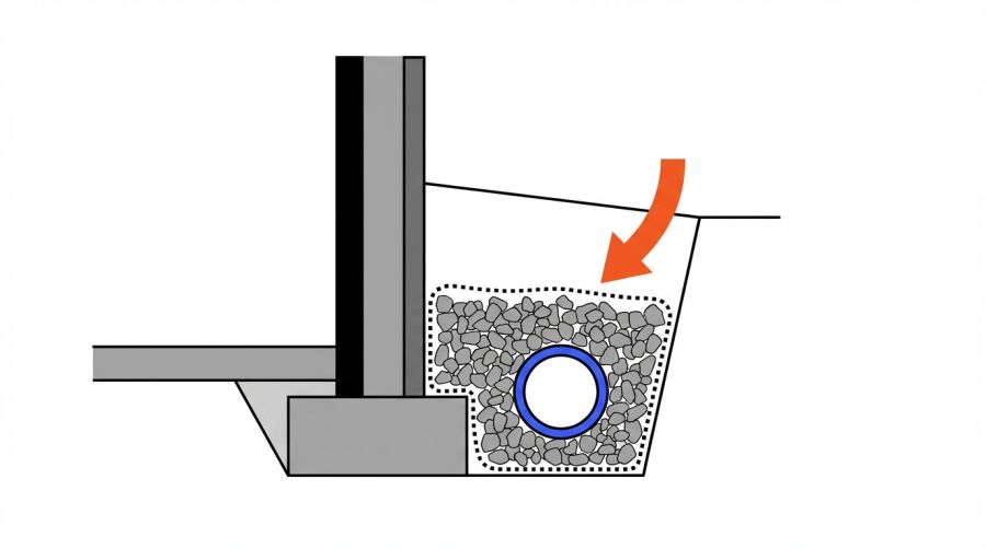 Coupe d'un drainage périphérique