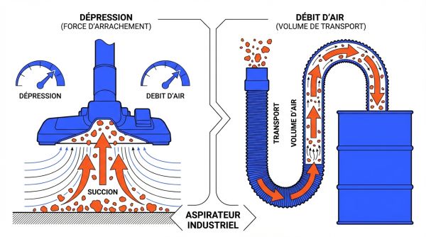 Débit d'air aspirateur industriel