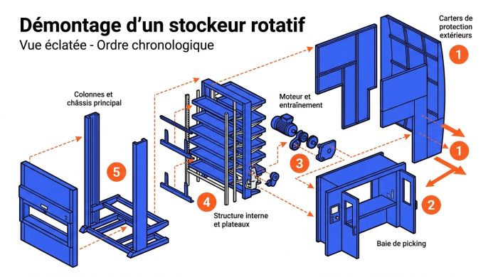 Démontage d'un stockeur rotatif