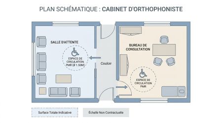 Plan aménagement de cabinet orthophoniste