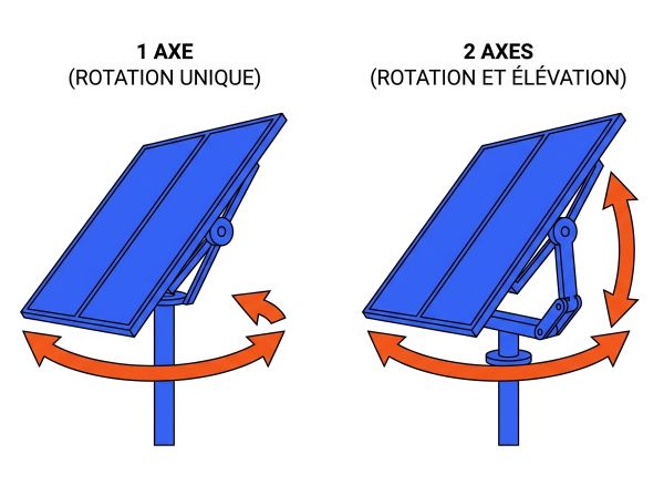 Comparatif tracker solaire 1 axe et 2 axes