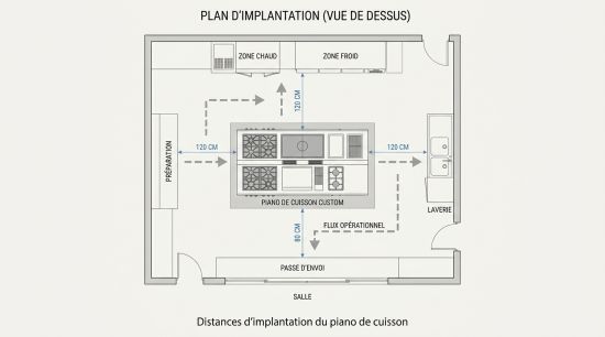 Distances d'implantation du piano de cuisson