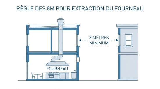 Règle des 8m pour extraction du fourneau