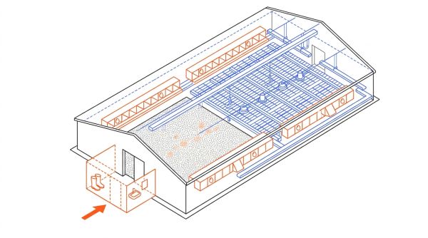Plan bâtiment poules pondeuses avec SAS