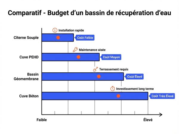 Budget d'un bassin de récupération d'eau