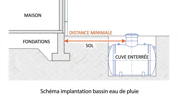 Schéma implantation bassin eau de pluie
