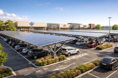 ombrière de parking solaire pour centre commercial