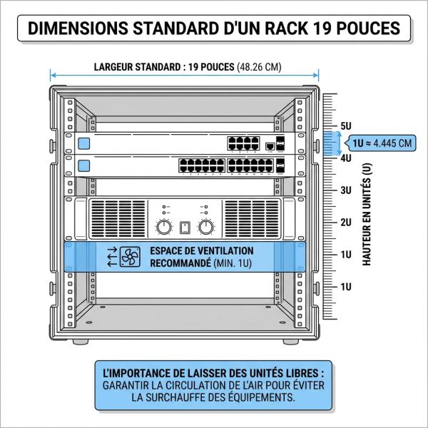 Dimensions d'un flight case rack 19 pouces