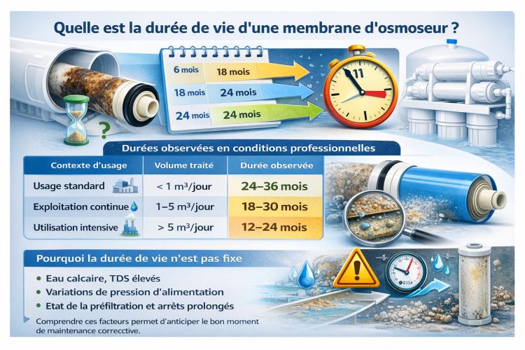 durée de vie d'une membrane osmoseur