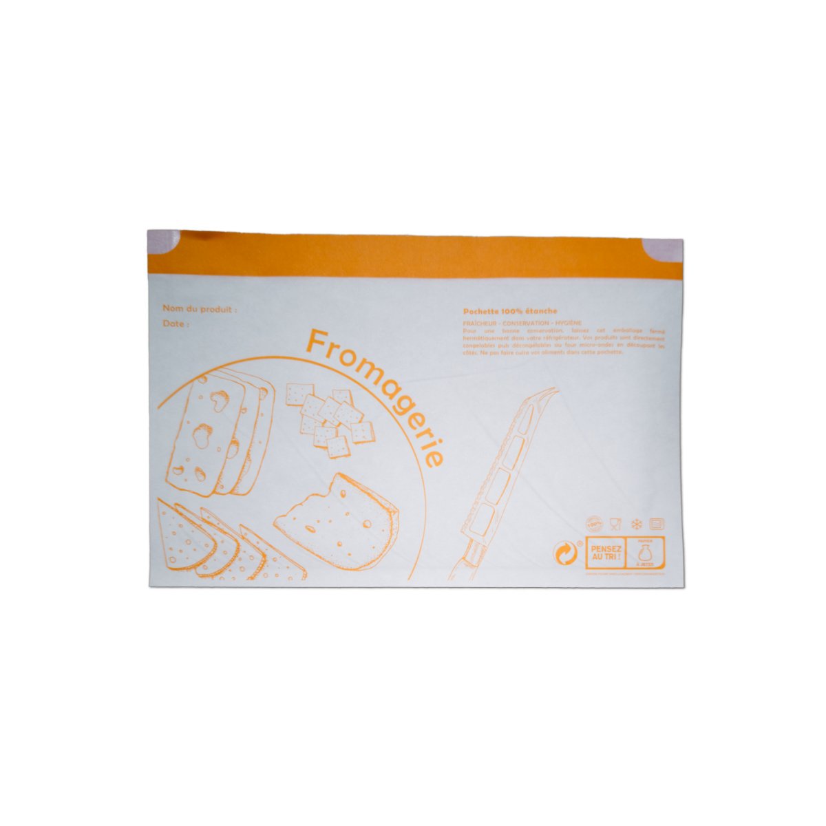 1000 pochettes adhésives personnalisables pour fromagerie - 16×25 cm - Papier 44g/m² - Fabrication française_0