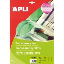 APLI FILM TRANSPARENTS POUR PHOTOCOPIEUR/IMPRIMANTES LASER ET JET D'ENCRE B/20