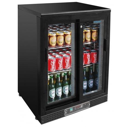 ARRIÈRE BAR RÉFRIGÉRÉ 2 PETITES PORTES VITRÉES NOIR POLAR - 140 L
