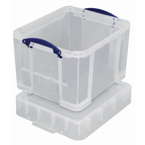 BAC DE RANGEMENT PLASTIQUE + COUVERCLE 35L T RANSPARENT - REALLY USEFUL PRODUCTS