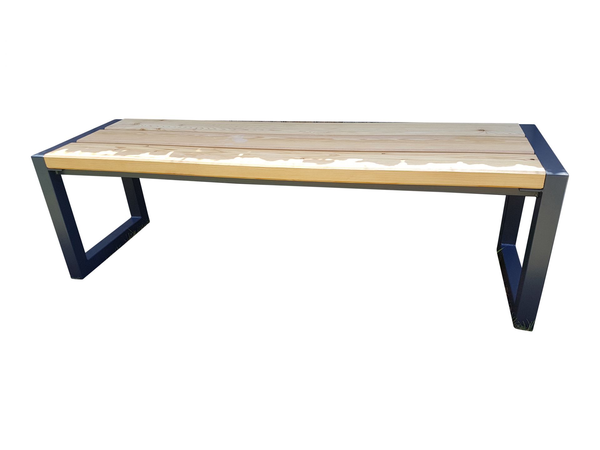 Banc public méridienne Miami Wood - Design Art Déco 1910, acier et bois, dimensions 150x45x45 cm_1