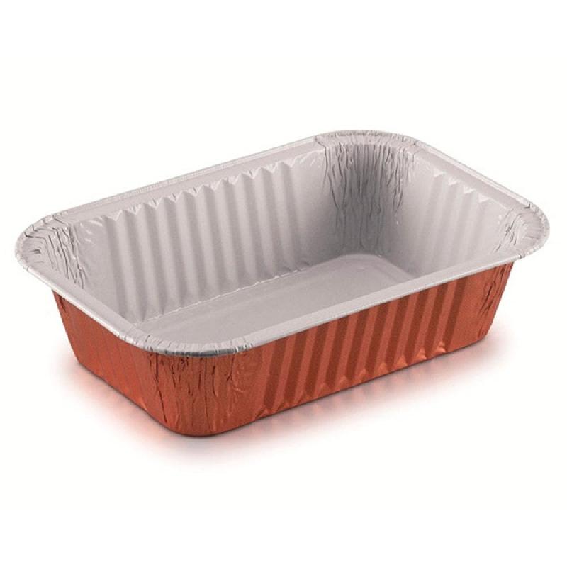Barquette aluminium laqué cuivre intérieur blanc 910cc 20,4x13,8x4,9cm par 100_0