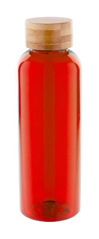 Bouteille en RPET - 500 ml avec couvercle en bambou - Sans BPA - Couleur rouge_0