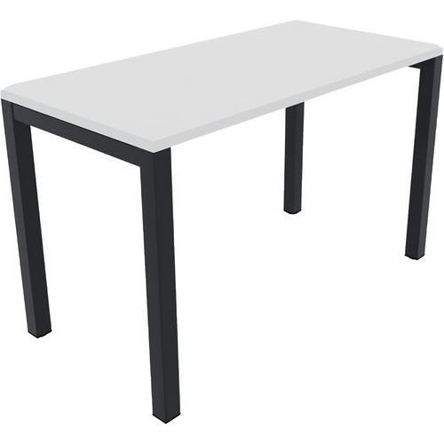 BUREAU PIED CARRÉ L120XP80 CM ÉP.25MM BLANC/NOIR - EOL