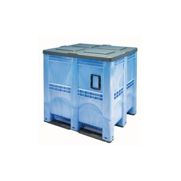 Caisse-palette plastique gros volume - Bleu ou gris - Contact alimentaire - 3 semelles - Rolléco_0