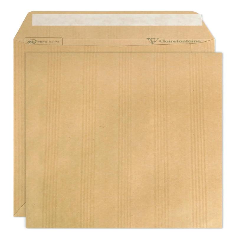 Clairefontaine Boîte de 500 pochettes kraft Adour 162x229/C5, 90 g/m², adhésive avec bande - marron 7742C_0
