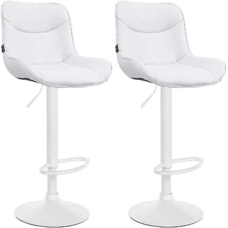 CLP Lot de 2 tabourets de bar Vonore en similicuir Blanc /Blanc - blanc polyester 325223_0