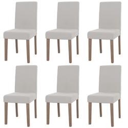 Décoshop26 - Lot de 6 chaises de salle à manger dossier haut en tissu bouclé crème pieds en bois clairs 04_0007633 - 3000262207930_0