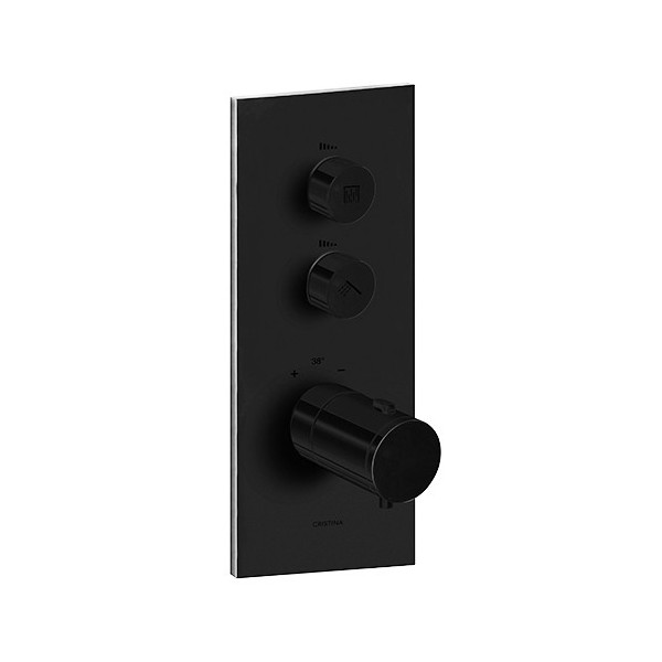 FACADE THERMO UP VERTICALE THERMOSTATIQUE 2 SORTIES TRIVERDE BLACKMAT ROBINETTERIE TRIVERDE - CRISTINA ONDYNA XT72213
