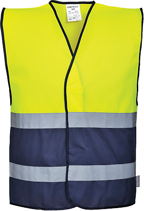 Gilet HV bicolore jaune marine C484 - Taille L/XL - Certifié CE et EN ISO 20471 Classe 1_0