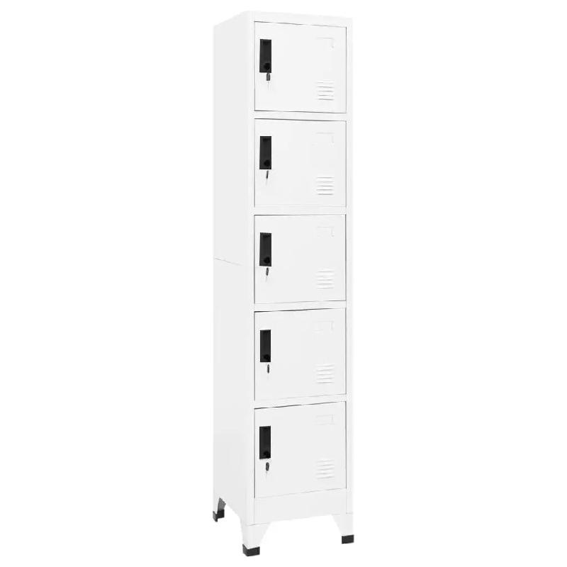 Helloshop26 - Armoire à casiers blanche moderne avec 5 portes verrouillables 38 x 40 x 180 cm en acier blanc 02_0047002 - blanc acier 3000234542403_0