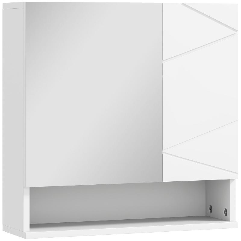 Helloshop26 - Armoire miroir salle de bain 55 x 17 x 55 cm gain de place fermeture douce contemporain en panneau de particules blanc 21_0001987 - blan_0