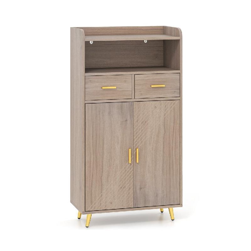 Helloshop26 - Buffet armoire de rangement 60 x 30 x 113 cm espace optimisé design moderne pour cuisine et salle à manger en bois 20_0010240 - Bois m_0