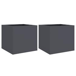 Helloshop26 - Jardinière bac lit surélevé plantes fleurs jardin terrasses lot de 2 32 x 30 x 29 cm acier anthracite 02_0038931 - 3000217962464_0