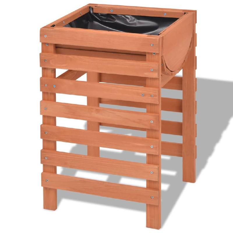 Jardinière en bois 38 x 36 x 60 cm - Cultivez légumes, fleurs, aromates et fruits - Marron, modèle 02_0000804_0