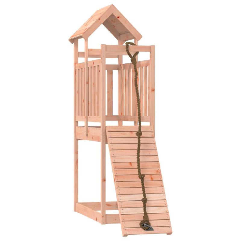 Maisonnette de jeu en bois massif Douglas - avec mur d'escalade, plateforme 90 cm et bac à sable - 64 x 175 x 214 cm - Réf : 02_0004965_0