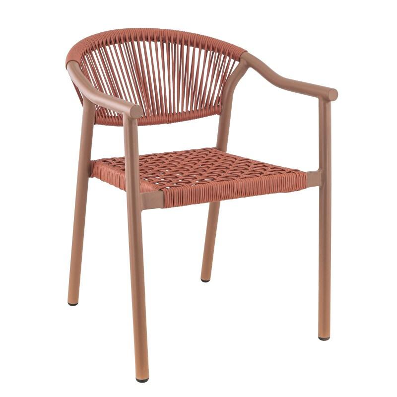 Matelpro - Chaise de terrasse d'extérieur empilable en tressage cordé Davida - TerracottaEmpilable jusqu'à 6 chaises - orange 3667117456808_0