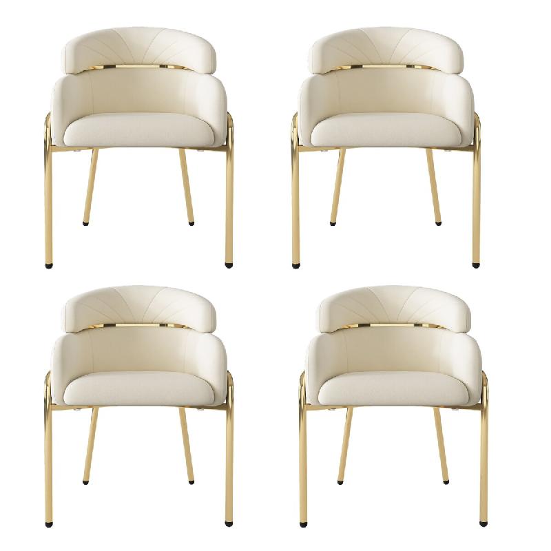 Merax Ensemble de 4 chaises rembourrées , idéal pour la salle à manger, le salon ou la chambre - beige multi-matériau WF317939AAB-4_0