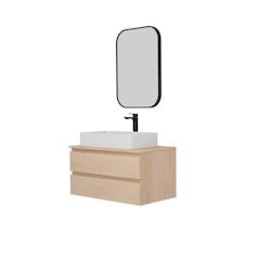 MOB-IN Ensemble meuble simple vasque SORRENTO 80 cm + vasque + robinet + miroir - marron 3701606505148_0