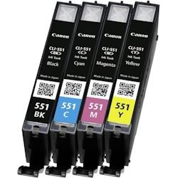 Pack de 4 cartouches d'encre authentique  Canon CLI551 Noir et couleurs  - programme SECOND - multicolore 3701352378942_0